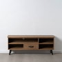 Mueble de TV Negro Natural Hierro Madera de abeto 150 x 41 x 59 cm