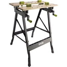 Ryobi Banco de trabajo plegable y giratorio RWB02, capacidad máxima 100 kg, mesa de bambú