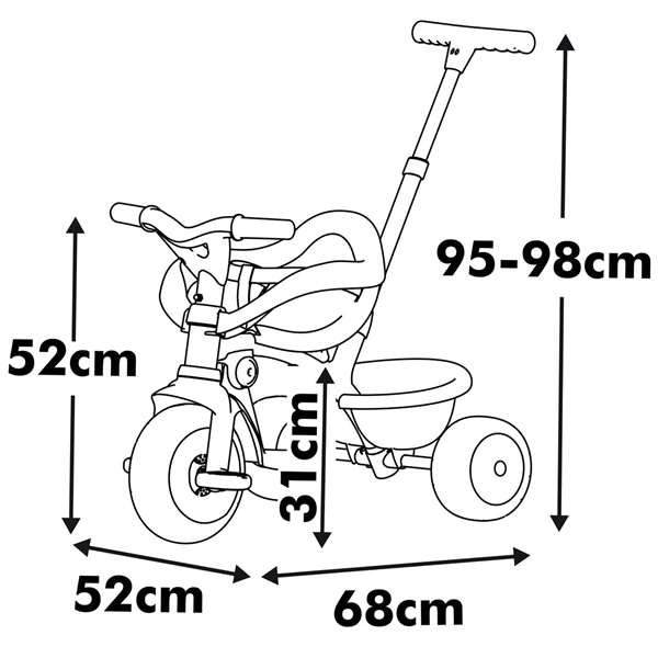 Smoby Triciclo Be Move Confort Rosa para niños +1 año, 68x52x89 cm