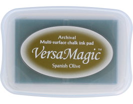 Tsukineko VERSAMAGIC Almohadilla de Tinta Aceituna Española Efecto Tiza 95x65mm