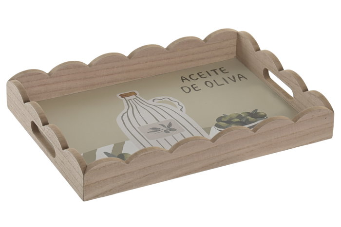 DKD Home Decor Bandeja MDF Verde Aceite de Oliva 35x25x5 cm