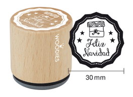 Woodies Sello de madera y caucho Feliz Navidad 33x30mm