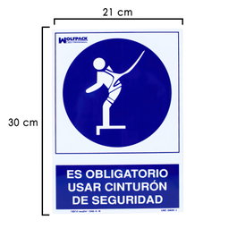 WOLFPACK LINEA PROFESIONAL Cartel Uso Obligatorio Cinturón Seguridad 21 x 30 cm