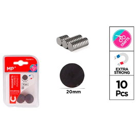 MP Imanes de sujeción Ø20 mm, 10 uds, Blister, Extrafuerte para pizarras magnéticas