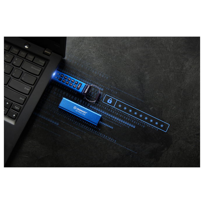 Kingston IronKey Keypad 200 STICK 128GB USB 3.0 FIPS 140-2 Nivel 3 Lector de huellas dactilares cifrado de hardware
