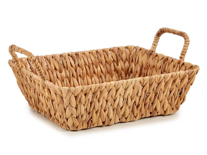 Giftdecor Centro De Mesa Rectangular De Paja Alto Con Asas 42x28.5x16 cm Marron (Set de 12)