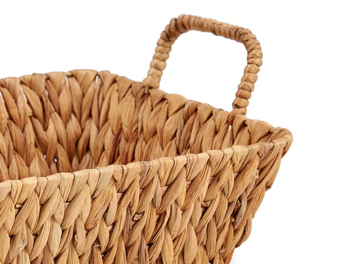 Giftdecor Centro De Mesa Rectangular De Paja Alto Con Asas 42x28.5x16 cm Marron (Set de 12)