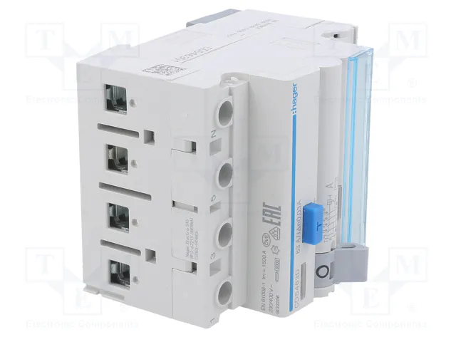 Hager CDS463D Interruptor diferencial 4 polos 63A 30mA Tipo A QuickConnect Hager CDS463D Interruptor diferencial 4 polos 63A 30mA Tipo A QuickConnect