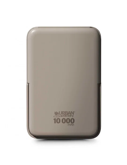 Urban Factory Powerbank Cargador Inalámbrico MagSafe Magnetico 10000 mAh Carga Rápida 22.5W Puerto USB-C Pantalla LCD Color Arena