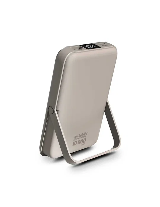 Urban Factory Powerbank Cargador Inalámbrico MagSafe Magnetico 10000 mAh Carga Rápida 22.5W Puerto USB-C Pantalla LCD Color Arena