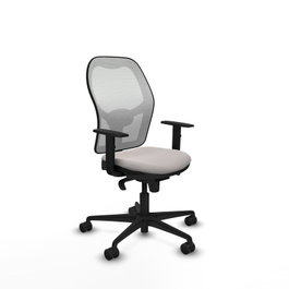 Silla de oficina Jorquera con mecanismo Sincro tapizada con Similpiel color Blanco. Equipada con lumbar 1D, Brazos 1D y Ruedas 65mm nailon
