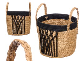 Giftdecor Macetero Colgante Macramé Negro Grande 28x32x28 cm (Set de 6)