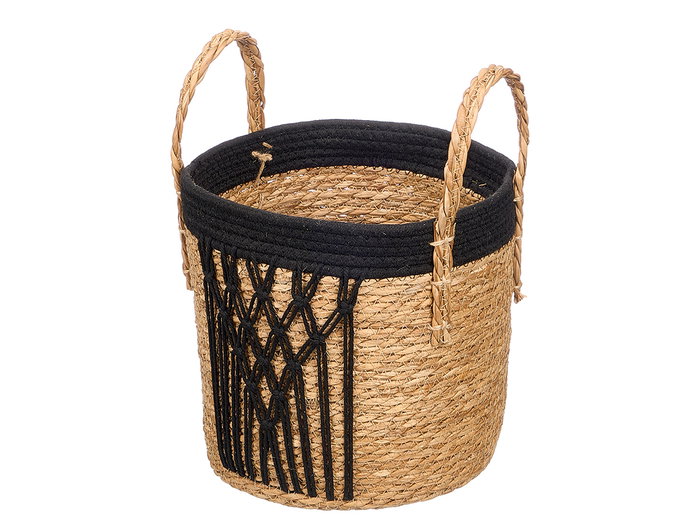 Giftdecor Macetero Colgante Macramé Negro Grande 28x32x28 cm (Set de 6)
