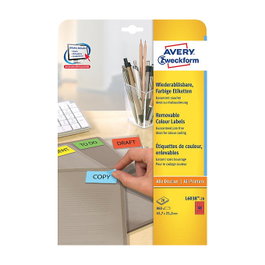 AVERY Zweckform L6038-20 Etiquetas Rojas 45,7 x 21,2 mm