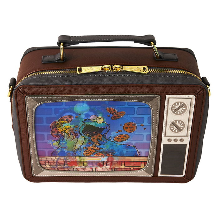 Loungefly Bolso Bandolera Retro TV Barrio Sésamo Piel Vegana Lenticular Ajustable 24.77x6.35x21.34cm
