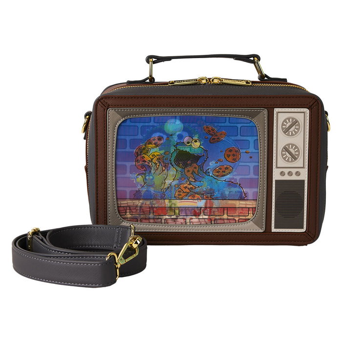 Loungefly Bolso Bandolera Retro TV Barrio Sésamo Piel Vegana Lenticular Ajustable 24.77x6.35x21.34cm