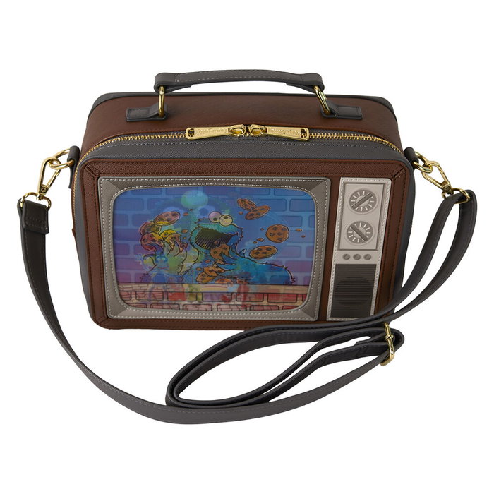 Loungefly Bolso Bandolera Retro TV Barrio Sésamo Piel Vegana Lenticular Ajustable 24.77x6.35x21.34cm