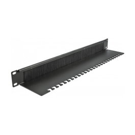 DeLOCK Regleta de cepillos de 19″ con placa de soporte de cables 1U Negro