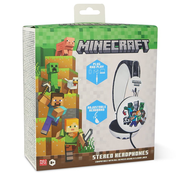 OTL TECHNOLOGIES Auriculares Universales Minecraft para Niños y Adultos con Diseño Ajustable y Conector Jack 3.5mm Compatible con Todos tus Dispositivos OTL TECHNOLOGIES Auriculares Universales Minecraft para Niños y Adultos con Diseño Ajustable y Conector Jack 3.5mm Compatible con Todos tus Dispositivos