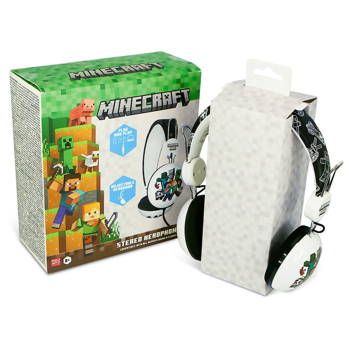 OTL TECHNOLOGIES Auriculares Universales Minecraft para Niños y Adultos con Diseño Ajustable y Conector Jack 3.5mm Compatible con Todos tus Dispositivos OTL TECHNOLOGIES Auriculares Universales Minecraft para Niños y Adultos con Diseño Ajustable y Conector Jack 3.5mm Compatible con Todos tus Dispositivos