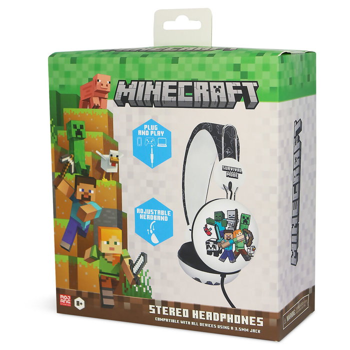 OTL TECHNOLOGIES Auriculares Universales Minecraft para Niños y Adultos con Diseño Ajustable y Conector Jack 3.5mm Compatible con Todos tus Dispositivos OTL TECHNOLOGIES Auriculares Universales Minecraft para Niños y Adultos con Diseño Ajustable y Conector Jack 3.5mm Compatible con Todos tus Dispositivos