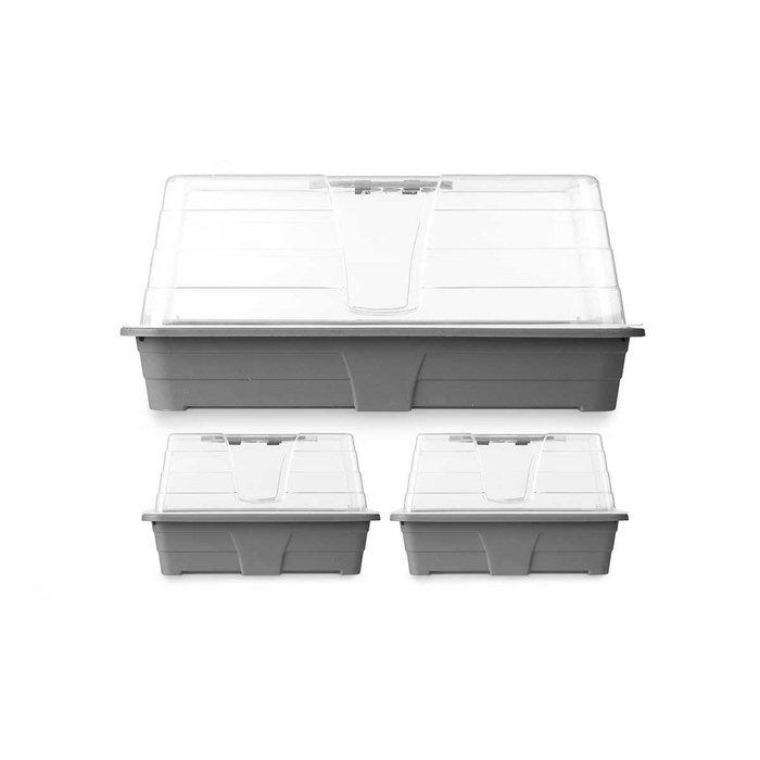 Set de Invernaderos Ibergarden Gris Transparente Plástico 38,4 x 17 x 24 cm 38,4 x 18 x 24 cm 38,4 x 24,7 x 20 cm (8 Unidades)