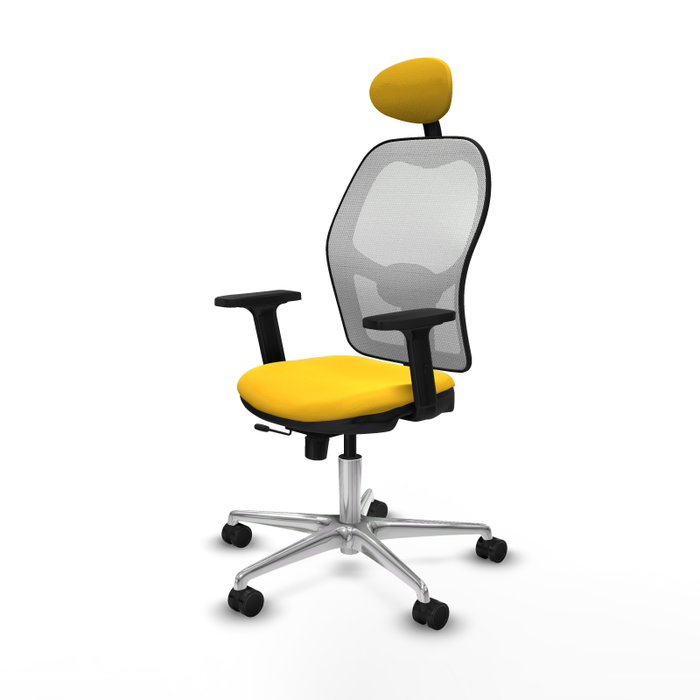 PIQUERAS Y CRESPO Silla de oficina Jorquera con mecanismo Sincro/Traslack, Amarillo y Blanco
