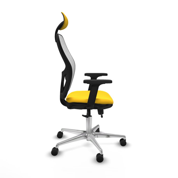 PIQUERAS Y CRESPO Silla de oficina Jorquera con mecanismo Sincro/Traslack, Amarillo y Blanco