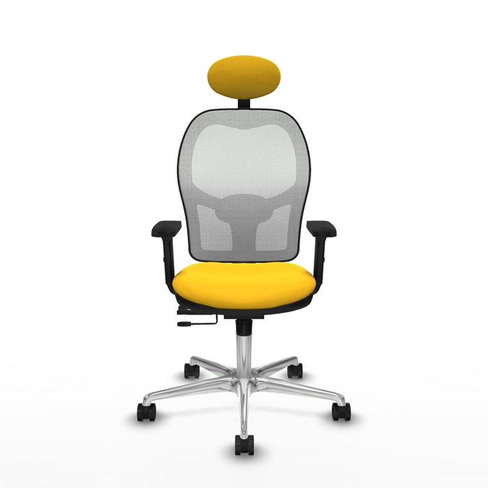 PIQUERAS Y CRESPO Silla de oficina Jorquera con mecanismo Sincro/Traslack, Amarillo y Blanco