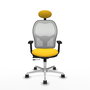 PIQUERAS Y CRESPO Silla de oficina Jorquera con mecanismo Sincro/Traslack, Amarillo y Blanco