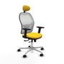 PIQUERAS Y CRESPO Silla de oficina Jorquera con mecanismo Sincro/Traslack, Amarillo y Blanco