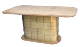 DKD Home Decor Mesa de Comedor Mango Latón Dorado