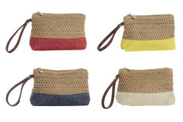 DKD Home Decor Neceser Boho Amarillo Azul 5 x 15 x 20 cm (4 Unidades) Fibra