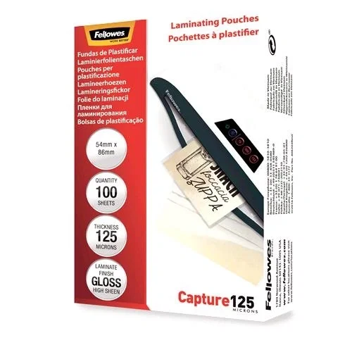 Fellowes 5306302 Plastificador Transparente Plástico 54x86mm 80x48mm 1mm Fellowes 5306302 Plastificador Transparente Plástico 54x86mm 80x48mm 1mm