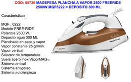 Magefesa Plancha de Vapor MGF6222 2500W 300ml