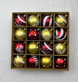 DKD Home Decor Set de 16 Bolas de Decoración Navideña Rojo y Dorado