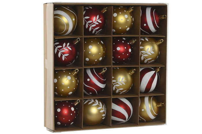 DKD Home Decor Set de 16 Bolas de Decoración Navideña Rojo y Dorado DKD Home Decor Set de 16 Bolas de Decoración Navideña Rojo y Dorado