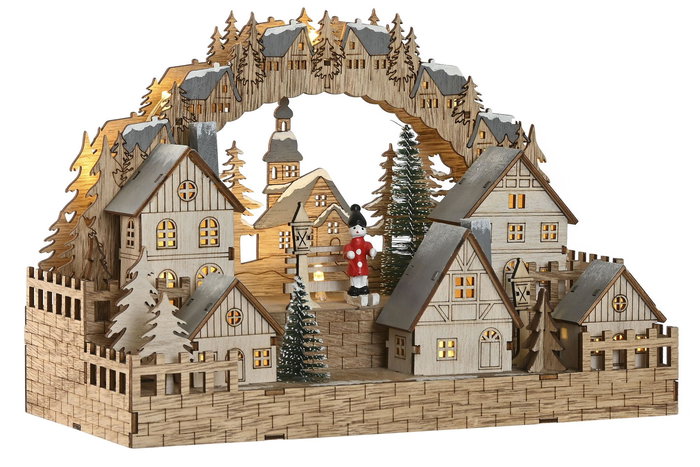 DKD Home Decor Decoracion Navidad Tradicional Casas MDF Marron Claro Gris Claro LED 2 Unidades 14.3 x 20.5 x 30 cm DKD Home Decor Decoracion Navidad Tradicional Casas MDF Marron Claro Gris Claro LED 2 Unidades 14.3 x 20.5 x 30 cm