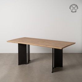 Ixia Mesa de Comedor Natural Madera y Hierro 190 x 90 x 77 cm