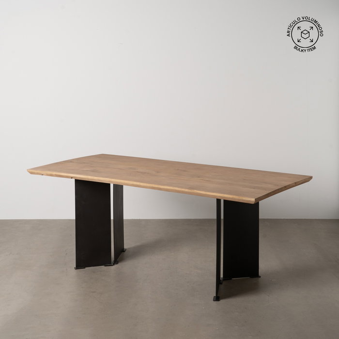 Ixia Mesa de Comedor Natural Madera y Hierro 190 x 90 x 77 cm Ixia Mesa de Comedor Natural Madera y Hierro 190 x 90 x 77 cm