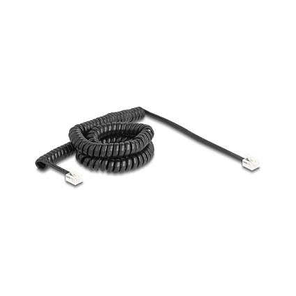 DeLOCK Cable telefónico en espiral RJ11 a RJ11 5 m Negro