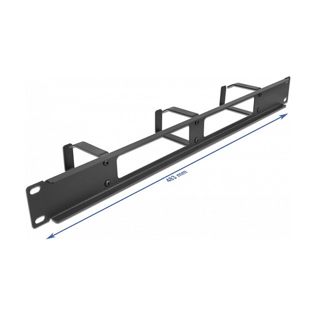 DeLOCK Panel de gestión de cables 19″ 1U Negro con 2 aberturas y 3 ganchos