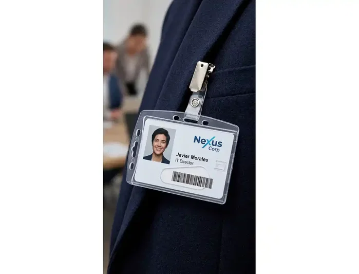 Q-connect Identificador uso vertical horizontal 54x85 mm funda transparente resistente oficina eventos
