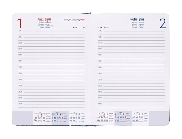 Agenda Encuadernada Liderpapel Efira A5 2024 Dia Pagina Colores Surtidos Papel 70 gr 12 unidades