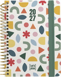 GRAFOPLAS Agenda Anual 2027 Doodle A6 con Tapa Extra y Goma