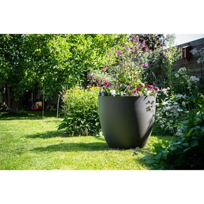 Garden Id Maceta Phoenix Antracita 60 x 56 cm 100% Reciclada y Reciclable Resistente a Heladas y Rayos UV para Exterior