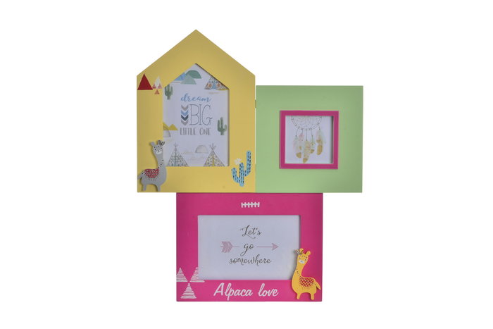 DKD Home Decor Marco Multifoto de Madera Llama Amarillo 30,5x1,5x37 cm DKD Home Decor Marco Multifoto de Madera Llama Amarillo 30,5x1,5x37 cm