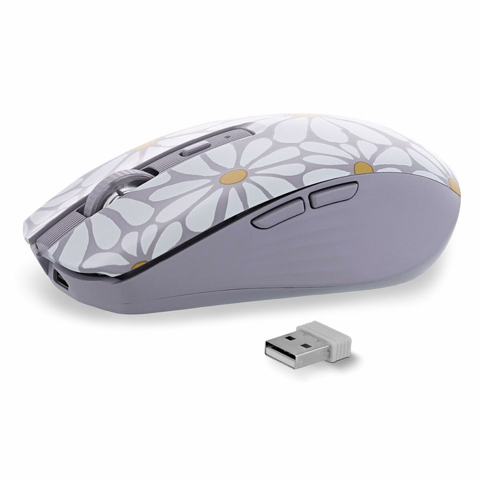 TNB FLOWER Ratón inalámbrico recargable con modo dual Bluetooth y USB-A