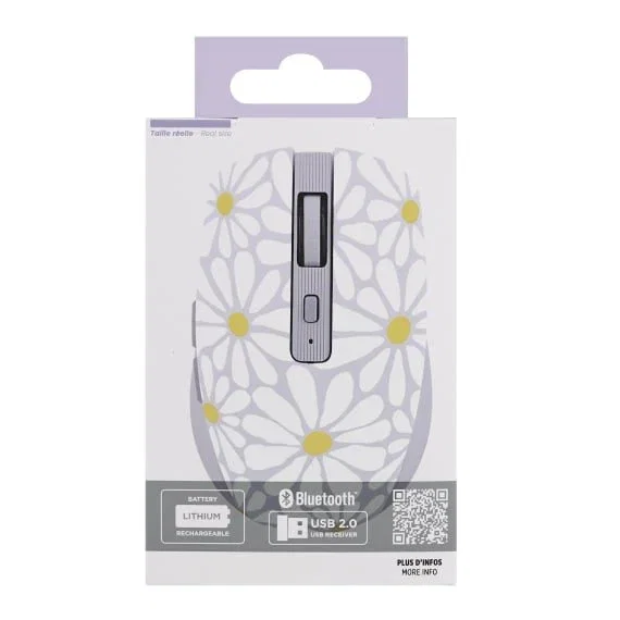 TNB FLOWER Ratón inalámbrico recargable con modo dual Bluetooth y USB-A