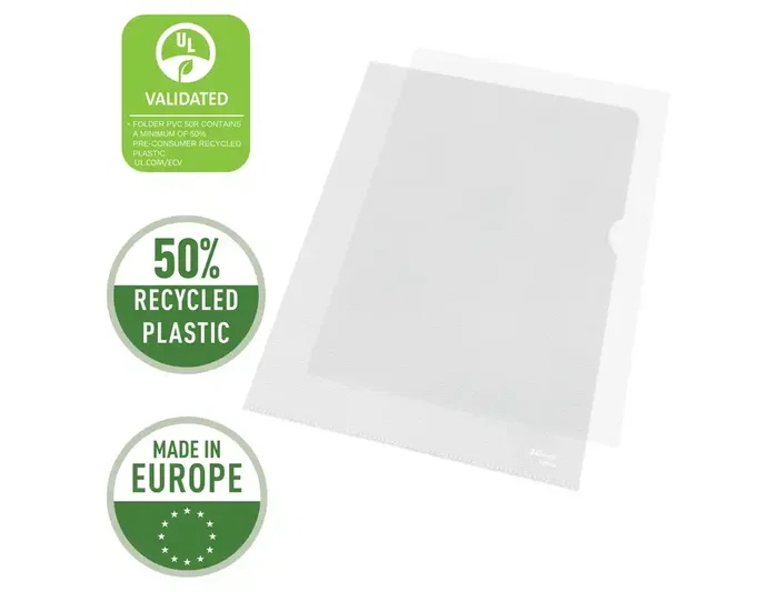 Esselte Carpeta dossier uñero PVC 180 micras DIN A4 transparente 50% reciclado caja 100 unidades